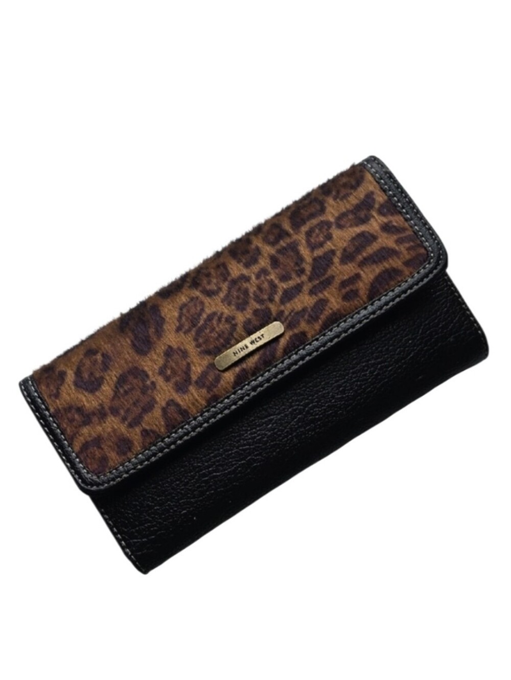 Nine West Black and Leopard Print Wallet